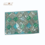 Set of - 5, Handcrafted Laminated Placemat – Turquoise, 12"x18"