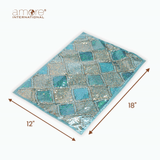 Set of - 5, Handcrafted Laminated Placemat – Turquoise, 12"x18"