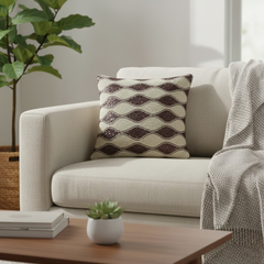 Handcrafted Cream Cushion Cover – 16"x16", Premium Poly Cotton