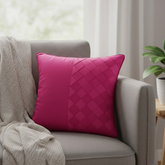 Fabric-Crafted Cushion Cover – Pink | 12"x12" | Poly Cotton | Soft & Stylish