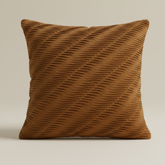 Fabric-Crafted Bronze Cushion Cover – 24"x24" | Textured Wave Pattern | Premium Poly Cotton