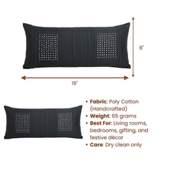 Handcrafted Black Bolster Cover – 19"x8" | Premium Poly Cotton