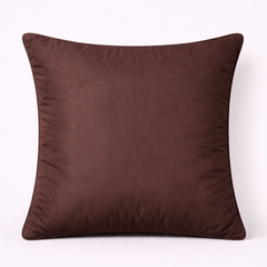 Handcrafted Brown Cushion Cover – 16"x16" | Striped Embellished Design | Premium Poly Cotton