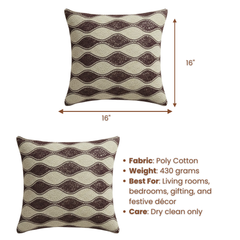 Handcrafted Cream Cushion Cover – 16"x16", Premium Poly Cotton