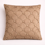Hand Crafted Cushion Cover – Cream | 16"x16" | Poly Cotton | Elegant Button Tufted Design