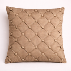 Hand Crafted Cushion Cover – Cream | 16"x16" | Poly Cotton | Elegant Button Tufted Design