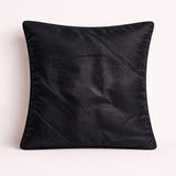 Fabric Crafted Cushion Cover – Black | 16"x16" | Poly Cotton | Elegant Stitched Geometric Design