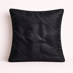 Fabric Crafted Cushion Cover – Black | 16"x16" | Poly Cotton | Elegant Stitched Geometric Design