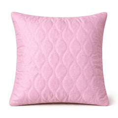 Fabric Crafted Cushion Cover – Pink | 16"x16" | Poly Cotton Fabric | Elegant Embossed Wavy Pattern Design