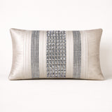 Hand Crafted Bolster Cover – White | 20"x8" | Poly Cotton Fabric | Embellished Designer Pattern