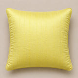 Fabric Crafted Cushion Cover – Yellow | 16"x16" | Poly Cotton Foam Fabric | Elegant Ribbed Texture Design