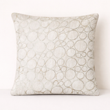 Machine-Crafted Light Beige Cushion Cover – 16"x16" | Circular Embroidered Design | Premium Poly Channel Fabric