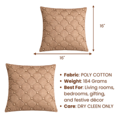 Hand Crafted Cushion Cover – Cream | 16"x16" | Poly Cotton | Elegant Button Tufted Design