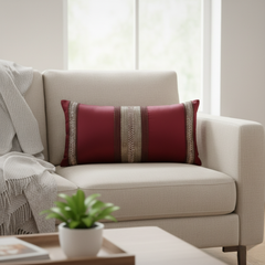 Handcrafted Maroon Bolster Cover – 19"x8" | Premium Poly Cotton