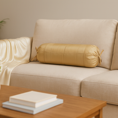 Fabric-Crafted Gold Bolster Cover – 15"x32" | Premium Polyester | Drawstring Closure | Lightweight & Durable