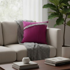 Fabric Crafted Pink Cushion Cover – 16"x16" | Premium Poly Cotton