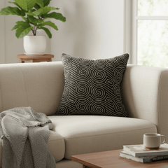 Handcrafted Black Cushion Cover – 16"x16", Premium Poly Cotton