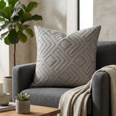 Handcrafted Cushion Cover- – Grey | 16"x16" | Geometric Textured Design