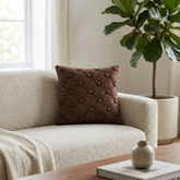 Hand Crafted Cushion Cover – Clay | 16"x16" | Poly Cotton | Diamond Button Tufted Design