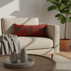 Handcrafted Maroon Bolster Cover – 19"x8", Embellished Circular Design in Premium Poly Cotton