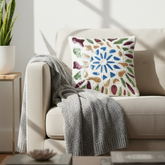 Handcrafted White Cushion Cover – 12"x12" | Artistic Multi-Color Embroidered Floral Design | Premium Poly Cotton
