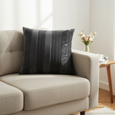 Fabric-Crafted Black Cushion Cover – 24"x24", Vertical Stripes Design in Premium Poly Cotton