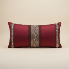 Handcrafted Maroon Bolster Cover – 19"x8" | Premium Poly Cotton