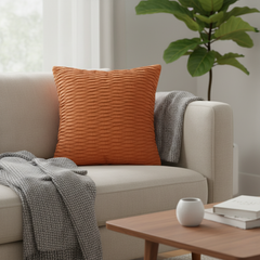 Fabric Crafted Orange Cushion Cover – 24"x24" | Premium Poly Cotton