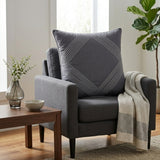 Fabric Crafted Cushion Cover – Grey | 16"x16" | Poly Cotton | Elegant Stitched Geometric Design