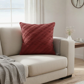 Fabric-Crafted Maroon Cushion Cover – 24"x24" | Textured Wave Design | Premium Poly Cotton