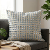 Handcrafted White Beaded Cushion Cover – 16"x16" | Premium Poly Cotton | Elegant Handcrafted Design