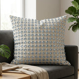 Handcrafted White Beaded Cushion Cover – 16"x16" | Premium Poly Cotton | Elegant Handcrafted Design