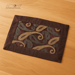Set of - 4/2, Fabric Crafted Placemat – Brown, 13"x19"