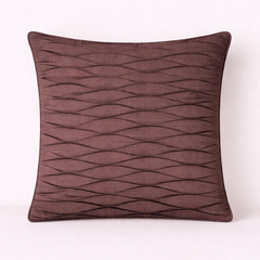 Fabric-Crafted Brown Cushion Cover – 12"x12" | Elegant Wave Layered Texture | Premium Poly Cotton