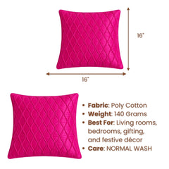 Fabric Crafted Cushion Cover – Rose | 16"x16" | Poly Cotton Fabric | Elegant Embossed Wavy Pattern Design