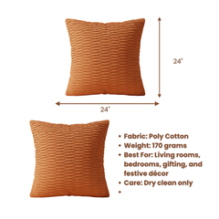 Fabric Crafted Orange Cushion Cover – 24"x24" | Premium Poly Cotton