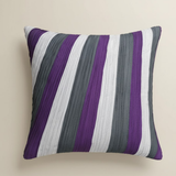 Fabric-Crafted Dark Gray Cushion Cover – 16"x16", Multi-Stripe Textured Design in Premium Poly Cotton