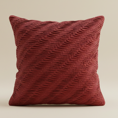 Fabric-Crafted Maroon Cushion Cover – 24"x24" | Textured Wave Design | Premium Poly Cotton
