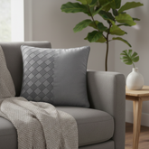 Fabric-Crafted Cushion Cover – Grey | 12"x12" | Poly Cotton | Modern & Elegant