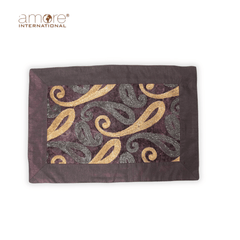 Set of - 4/2, Fabric Crafted Placemat – Brown, 13"x19"