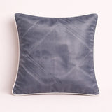 Fabric Crafted Cushion Cover – Grey | 16"x16" | Poly Cotton | Elegant Stitched Geometric Design