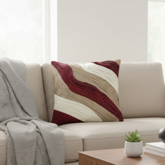 Fabric-Crafted Gold Cushion Cover – 12"x12" | Triple-Tone Pleated Waves | Premium Poly Cotton