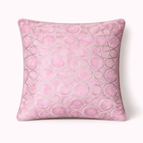 Machine-Crafted Pink Cushion Cover – 16"x16" | Circular Embroidered Design | Premium Poly Channel Fabric