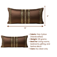 Handcrafted Brown Bolster Cover – 19"x8" | Premium Poly Cotton