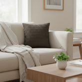 Fabric Crafted Brown Cushion Cover – 24"x24" | Premium Poly Cotton