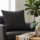 Handcrafted Black Beaded Cushion Cover – 16"x16" | Premium Poly Cotton | Elegant Handcrafted Design