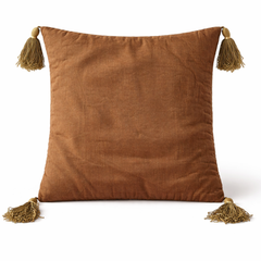 Hand Crafted Cushion Cover – Brown | 12"x12" | Poly Cotton | Embroidered Medallion Design