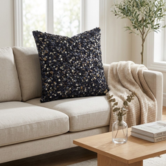 Hand Crafted Cushion Cover – Black | 24"x24" | Poly Cotton | Premium Sequin Design