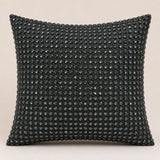 Handcrafted Black Beaded Cushion Cover – 16"x16" | Premium Poly Cotton | Elegant Handcrafted Design