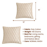 Fabric Crafted Cushion Cover – Cream | 16"x16" | Poly Cotton Fabric | Elegant Embossed Wavy Pattern Design